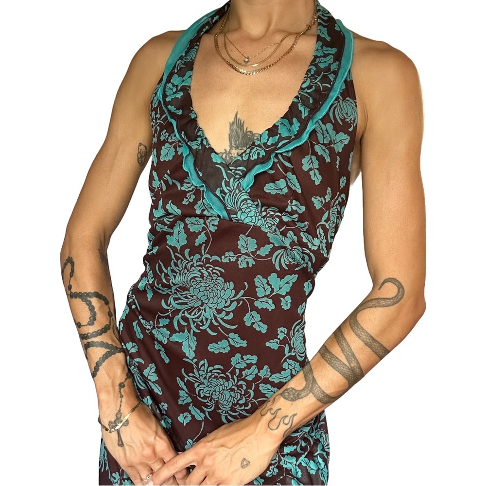 Y2k Asymmetrical Halter Top Dress
